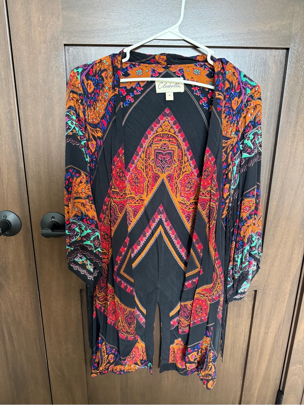 Cleobella 3/4 Fringe Sleeve Vibrant Open Front Kimono Blouse